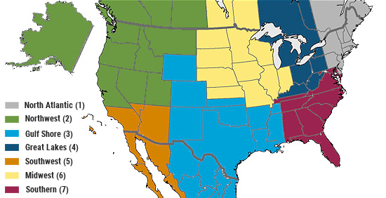 Map showing CFA regions